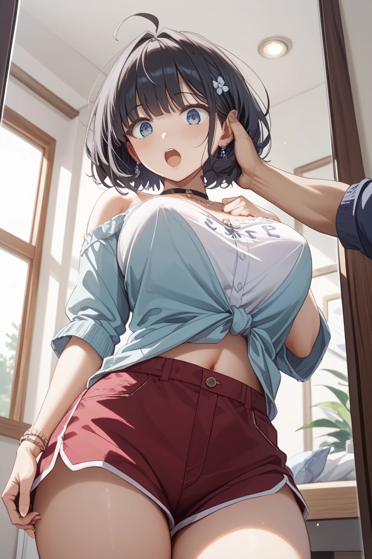 Tuck up your clothes,Show your underwear,See-through,Extremely small raw land,Sexy Lingerie,