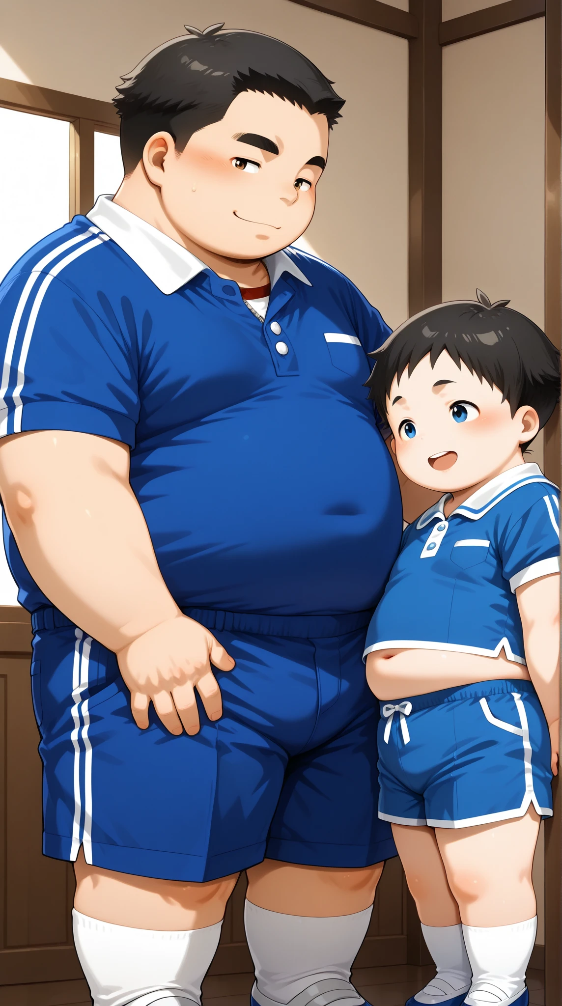 Chubby, fat, voluptuous, male, anime, illustration, Happy, Boys, Naked, Penis, Smile