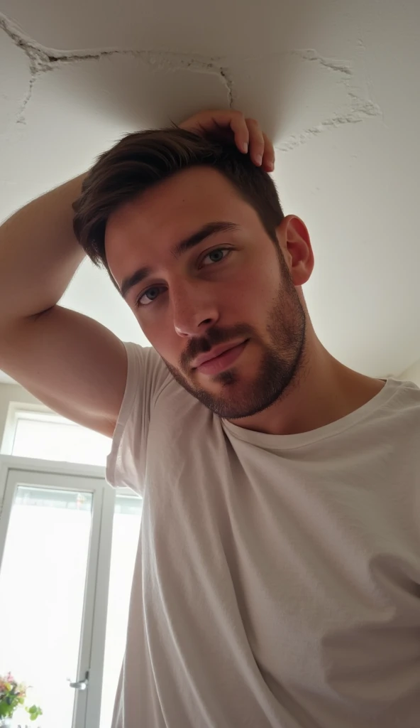 <lora:piers_v2:0.8>, piers, brown_hair, brown_eyes, scarf, wearing tank top, looking at camera, cute smile, handsome attractive face, instagram model