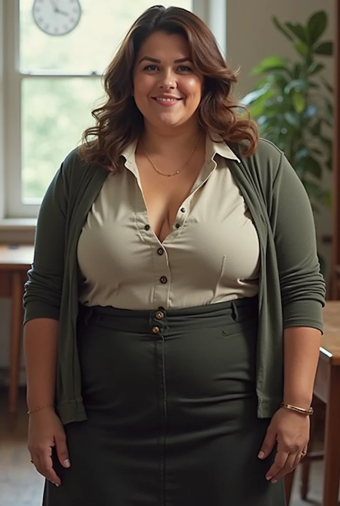 Cuckold chubby mature thic bbw white (56 fifty-six years old) hotwife, brown long hair, chubby belly,wearing black skirt and pink t-shirt, at work, golden necklace, talking with tall man,smiley expression,walkimg in the Office, illustrations, ultra-detailed, realistic, vivid colors, full body picture, warm tones, soft lighting