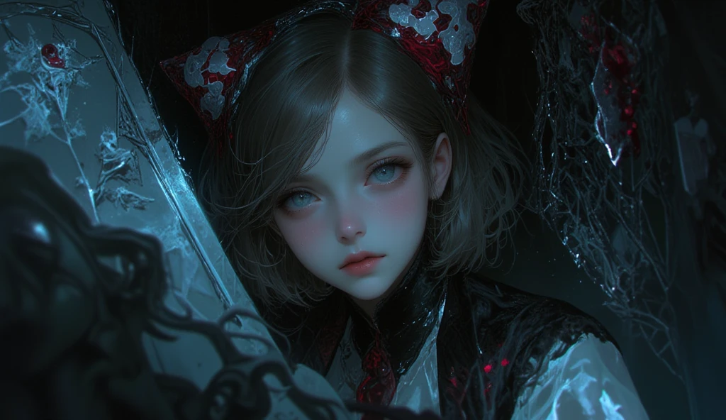 Pixar style, gloomy, negative, twisted, weird, big-eyed loli, colorful, background fantasy world --auto --s2