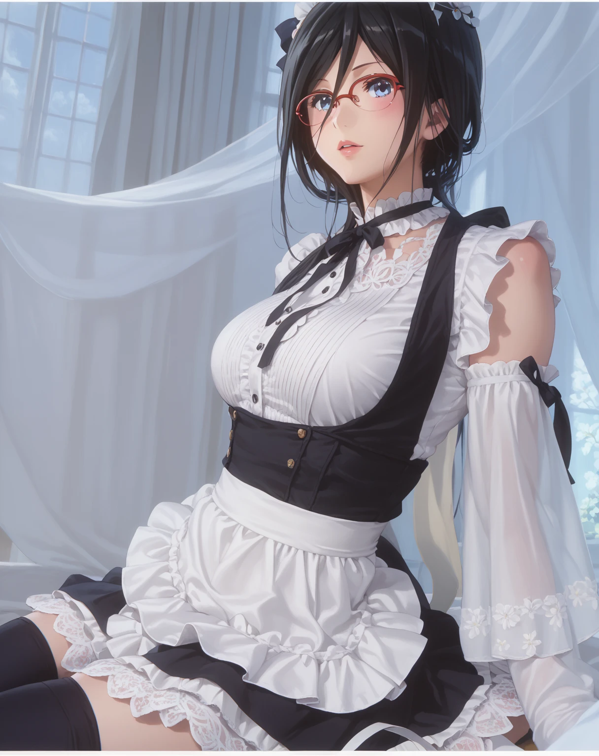 Black and white costumed anime, Sakimi-chan Frank Franzeta, (software) At work, everyone, Painted in an anime artist's studio, Cute sexy ass, Trending on cgstation, makoto shinka, Created by Anime Painter Studio, rossdraws Sakimimi-chan, Detailed digital anime art,Riding a wooden horse、Riding a wooden horse