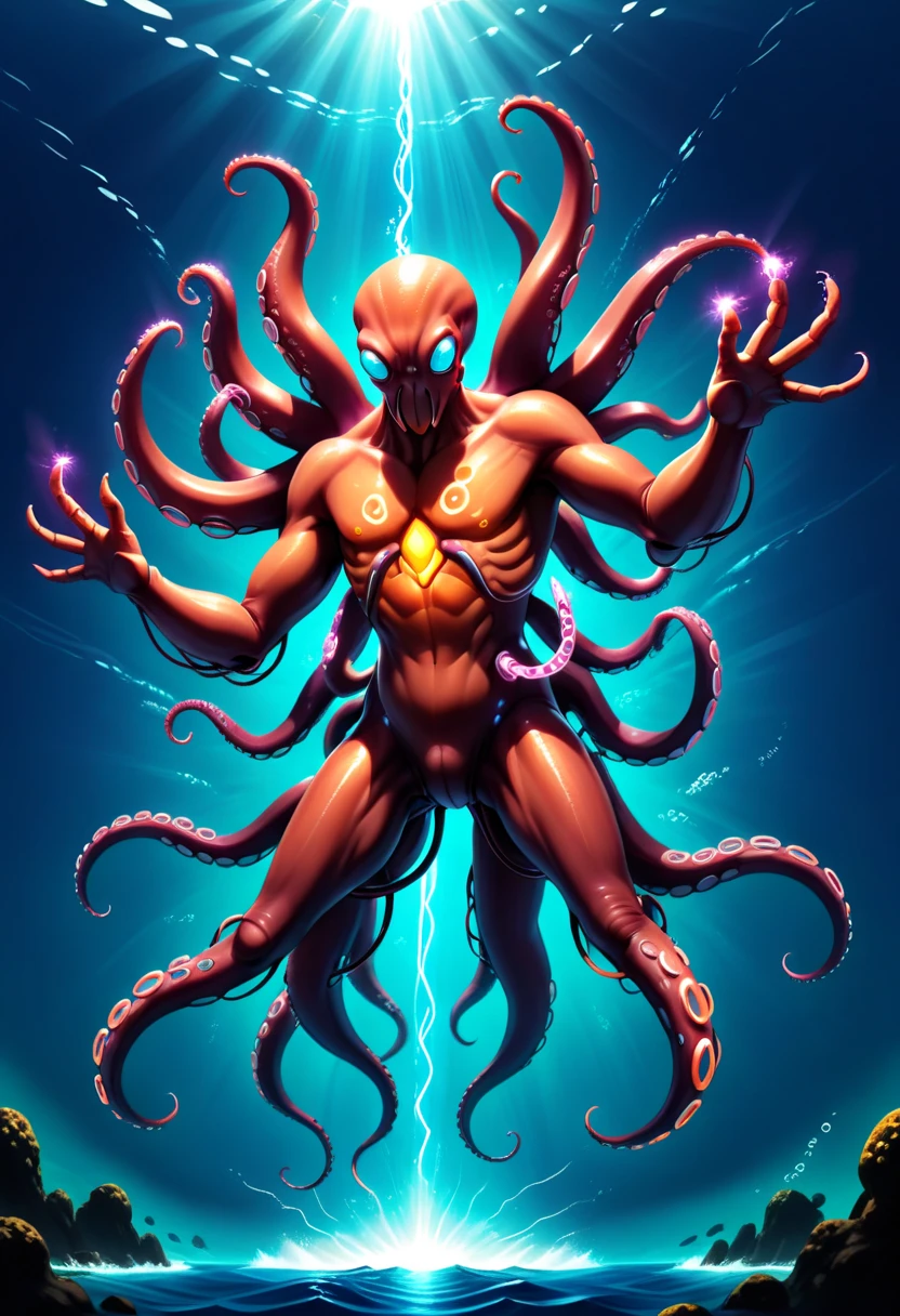 Mind flayer wrestler, tentacles on face, octopus face, background wrestling ring, 4k, high definition, fantasy cool