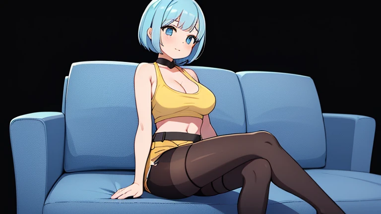Masterpiece, Best Quality, of the highest quality, (perfect lighting), (photorealistic), perfect anatomy, Perfect face, Perfect eyes,
buldbzreddress, aquamarine hair, short hair, Blue eyes, earrings, She is wearing two pieces of underwear with very sexy straps., big breasts, a very thin waist, a big butt,