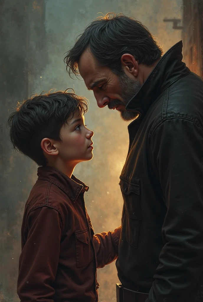 The boy whispering emotionally to his father, “Abbu, this blanket will never be warm without you,” as the father looks on lovingly, in dim warm light