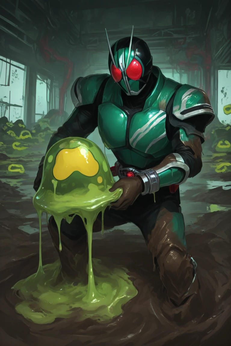 **NAMESAKE**: **«SMOKE ON THE WATER»**

**APPEARANCE**: The stand takes the form of a humanoid wearing a black hazmat suit with bright yellow and green accents. Liquid covers the stand's face, with some dripping down its body and even leaving wet puddles on the ground. There is no visible face behind the liquid, only a mysterious figure that has made its way towards you. The liquid on the stand's face shines brightly when it uses certain abilities, indicating something important.

Anime based off of jojo's bizarre adventure
