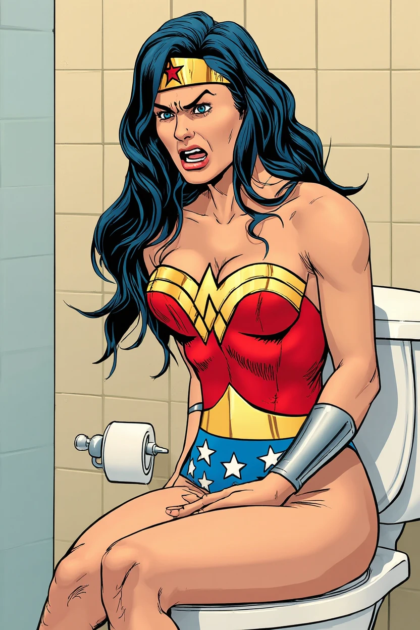 marvel Deadpool spit on Wonder woman in toilet