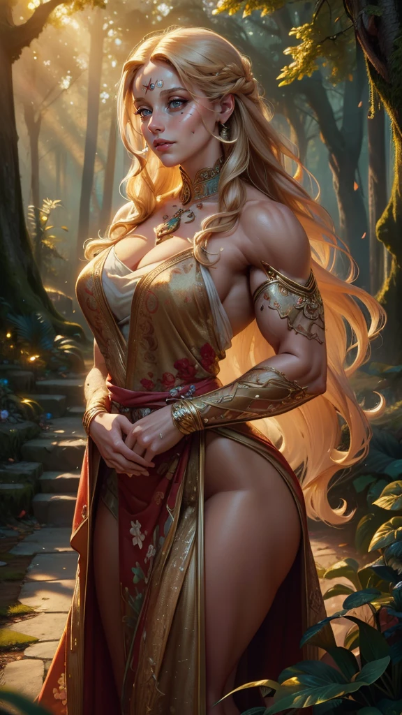 leather collar(Best quality, 4k, Masterpiece :1.3), full body standing symmetrical beautiful woman, hyper realistic, 1girl, (drooping breasts, attractive body :1.2), sit-ups :1.1, short red hair: 1.1, (wet rainy, wet by rain, wet body :1.2), ultra-detailed face, detailed lips, detailed eyes, double eyelid, low-necked dress, open neckline, hanging breasts, side pose, visible curves, pool , poolside, red transparent robe, red sunglasses, muscular turned arms behind body, leather collar, golden bracers