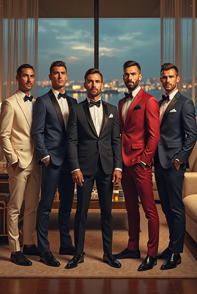 A charismatic young magician, blue formal dress with gold, with jewelry and dollars coming out of his pocket, is standing confidently. Next to you, two stunning women, dressed in sophisticated and minimalist clothes, super sexy, representing wealth and attraction. Ao fundo, a ferrari car and helicopter with women beside. High-end sports cars, like a Porsche and an Aston Martin, are highlighted, highlighting a life of wealth and luxury. The scene captures the essence of magical opulence and financial success., with each element emphasizing ultra-royal wealth and prestige, money, wealth, might, dollars, gold