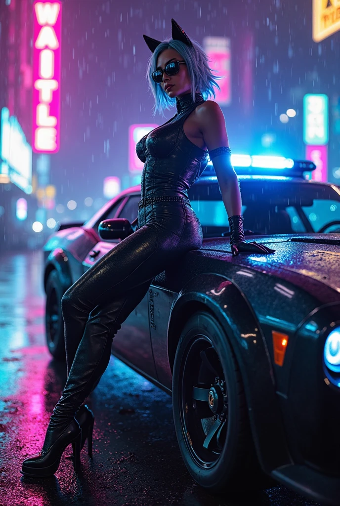 A woman wearing a helmet and uniform standing next to a car, motoko kusanagi, As a retro-future heroine, As a retro-future heroine, Cool Cyborg movie stills, Aeon Flux-esque, A woman in futuristic clothing, Park Shin Hye plays a super villain, Japanese Cyborg, Style、A blend of eternal flow