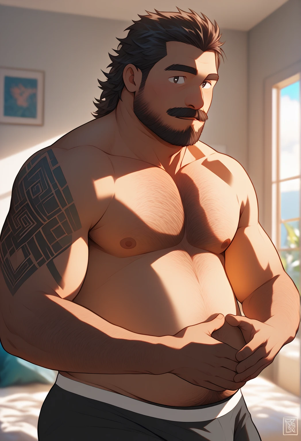 Lion, sugar dddy, muscular, beach, sunset, tall, giant, (((big pecs:1.3))), (((narrow waist:1.2))), (((wide hips:1.2))), (((thick thigh:1.2))), (((wide thigh:1.2))), handsome, ((office man clothing)), (((unrealistic)))