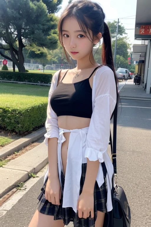 (Masterpiece), (Highest quality), (Highest quality), (The most detailed), (Awesome details), ((Very delicate and beautiful)), 8K, (realistic:1.3),girl,simple,brown eyes,big breasts,city of night,short hair,Beautiful night view,14 years old,raw image, 1 girl,, short hair,naked,Embarrassing,