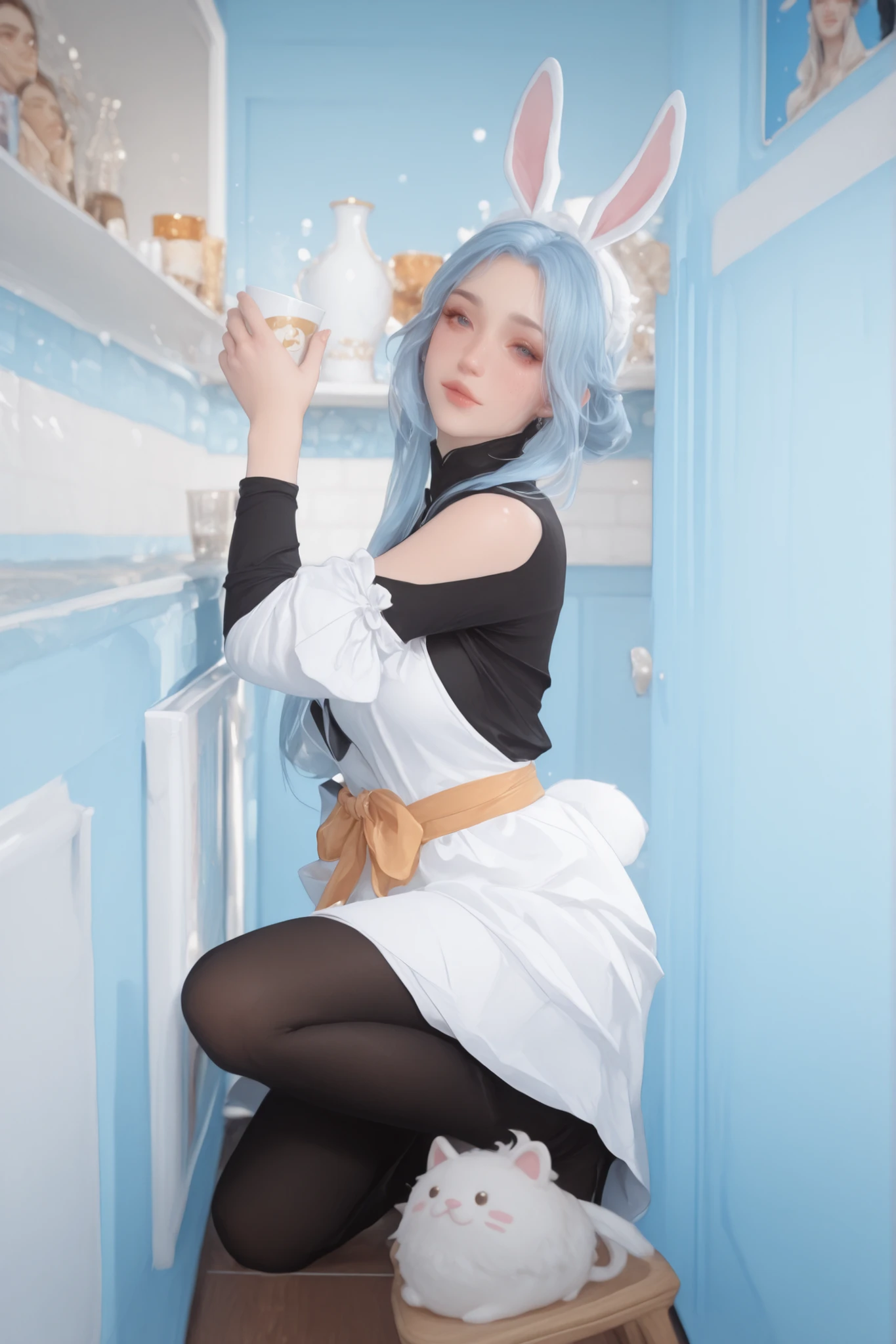 Change to a full-body photo of a woman,G cup, are perfectly detailed,has exquisite facial features, Clothes are exquisite , Game Character Design ,3D Rendering