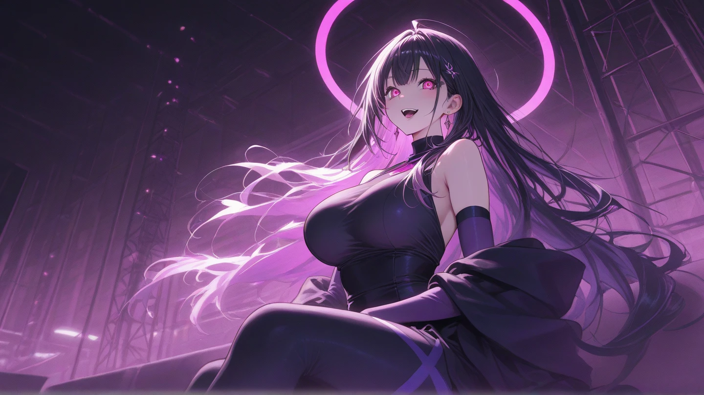 Black-haired woman,Dangerous aura around,scary purple eyes,Black gauze dress, thin, Yellow cloth covers all vital organs except the face......................., Wear a knee-length black dress........................,The arm does not reach the top of the hip........................,The arms are small......................, But the ligaments are very large........................,Soft hands,at night,red moon,turned sideways,Fold the purple ribbon on the chest.............................., ,Precise, bestquality,shape: Height about 164 cm................................ There is a chest on CAP D........,His face looked extremely cold and terrifying.....,rice harvester,God of Death