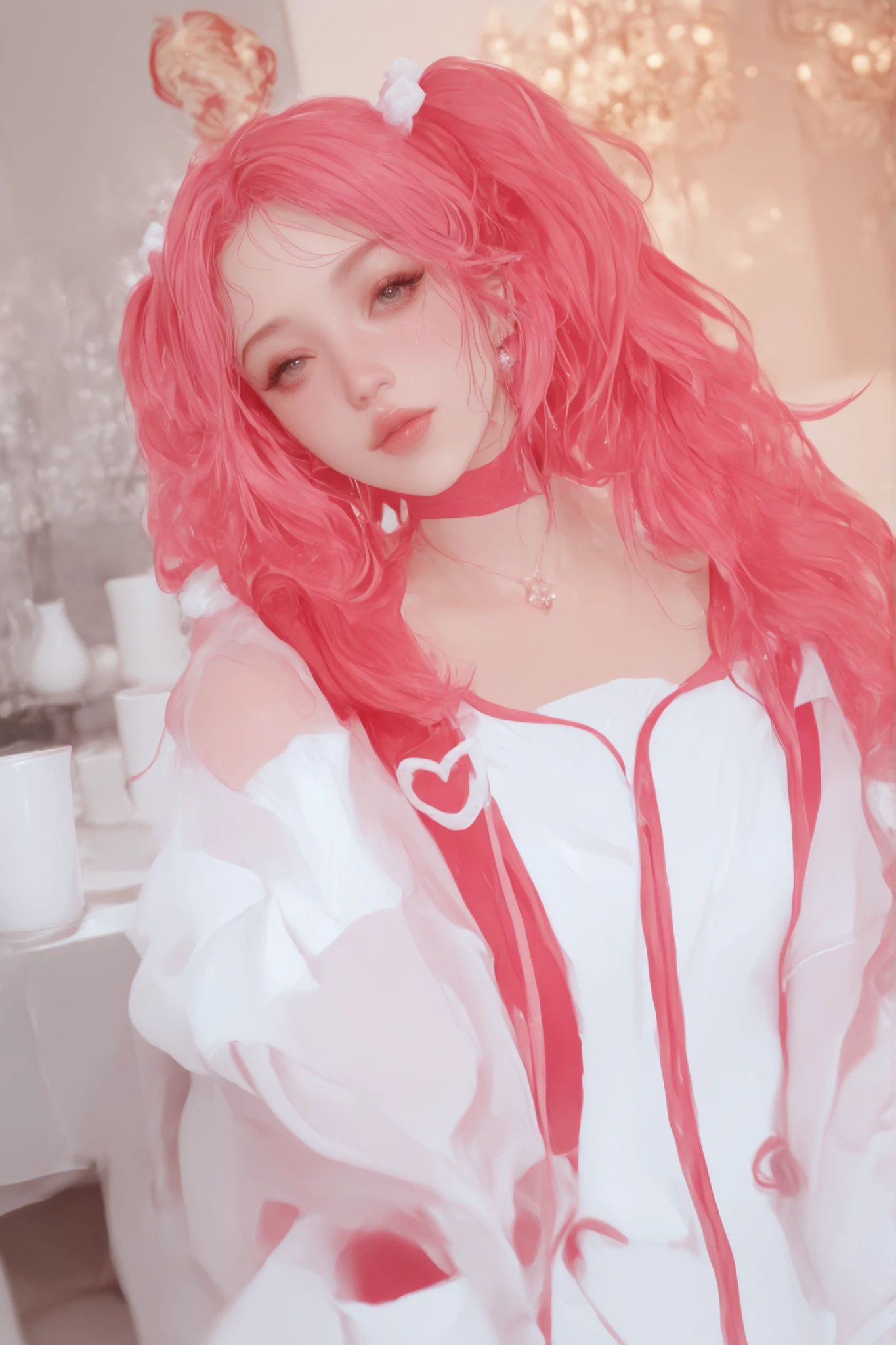 Change to a full-body photo of a woman,G cup, are perfectly detailed,has exquisite facial features, Clothes are exquisite , Game Character Design ,3D Rendering