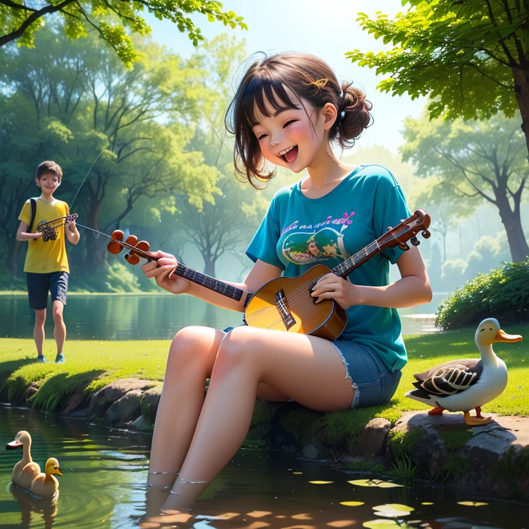 Forest, Creek, Little Girl, Dress, Music, Outdoor, Sunshine, by Sean Tan --auto --s2
