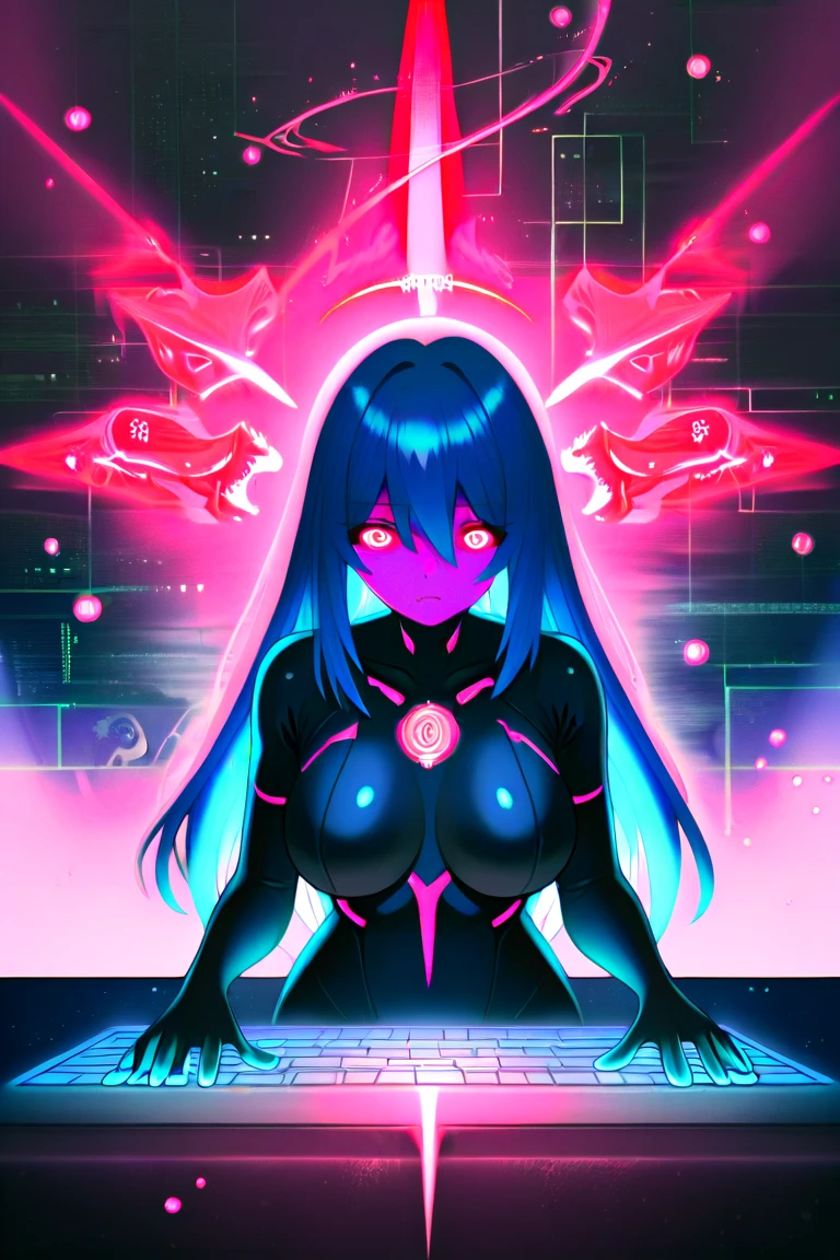 <lora:pxxl-000007:0.8>pxxl anime girl with big boobs sitting on top of a pile of rainbow skulls, pixel art, video game, pixelated,