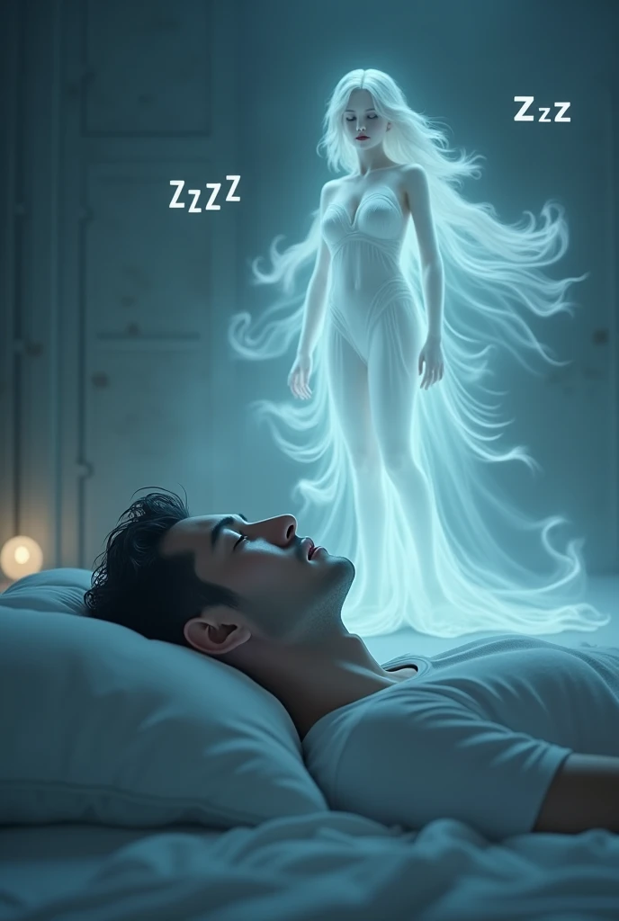 Mujer durmiendo en la cama, She is guarded by an evil anthropomorphic entity........., The energy light exits the woman towards the alien insectoid entity, hiper detallado, detailed photograph, Realistic photography, Dramatic and enigmatic lighting, Kinematic, arte digital, Renderizado de octanaje, dynamic lighting, 8k, gloomy lighting, Desde abajo vista lateral, action, Fantasy style dark background, poca profundidad de campo, dark ilumination, Canon 85mm f/1.4 ZF cameras.2 lentes, ISO 200, f/4, 1/2500s, 8K distortion, mutation, ..........3d, 2d, illustration --auto --s2