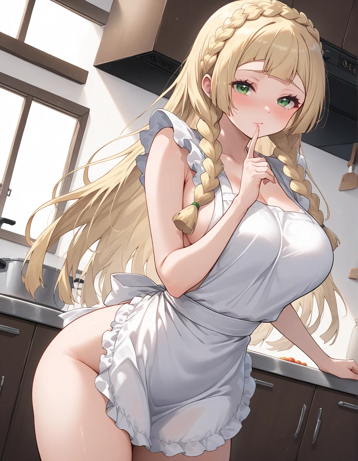 1girl, nsfw,LONG HAIR, BLONDE HAIR, AQUA EYES, BERET, BLACK HEADWEAR, HAIR FLOWER, RIBBON,,, empty eyes, large breasts, nipple, Walking, Cooking Classes, frozen, Wet, crying, Naked, (1girl) Blank look, Peeing, lactation, projectile lactation