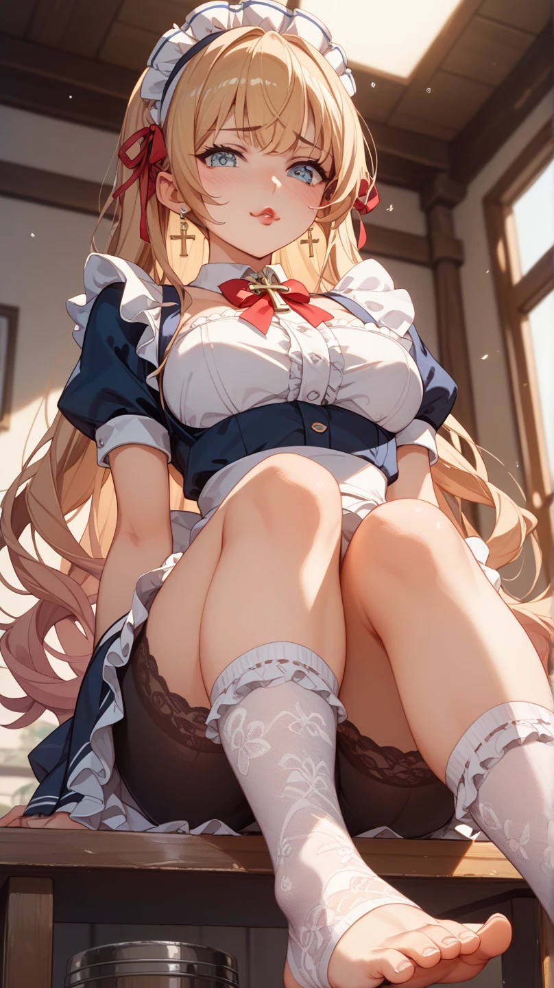 score_9, score_8_superior, score_7_superior, score_6_superior, score_5_superior, score_4_superior, sauce_anime, indoor,
(masterpiece, Highest quality), fc detailed portrait, alone, One girl, klaudiaryza1base, Long Hair, Braiding, hair band, Hair Ribbon,
Claudia Def Shirt, Claudia Def Skirt, White capelet, Detachable collar, button, choker, Bare shoulders, Elbow hand pockets, thigh band pantyhose, Brown pantyhose, Black leather shoes、Heeled Boots、
View your viewers, blush, excited, Open your mouth, Embarrassing、Climax、ahegao、
((Full body portrait、Sitting、Spread your legs、lotus position、Indian Style、Skirt Lift、Panties through pantyhose、Showing off her panties、Shirt lift、Showing off her bra、Bra lift、breast grab))