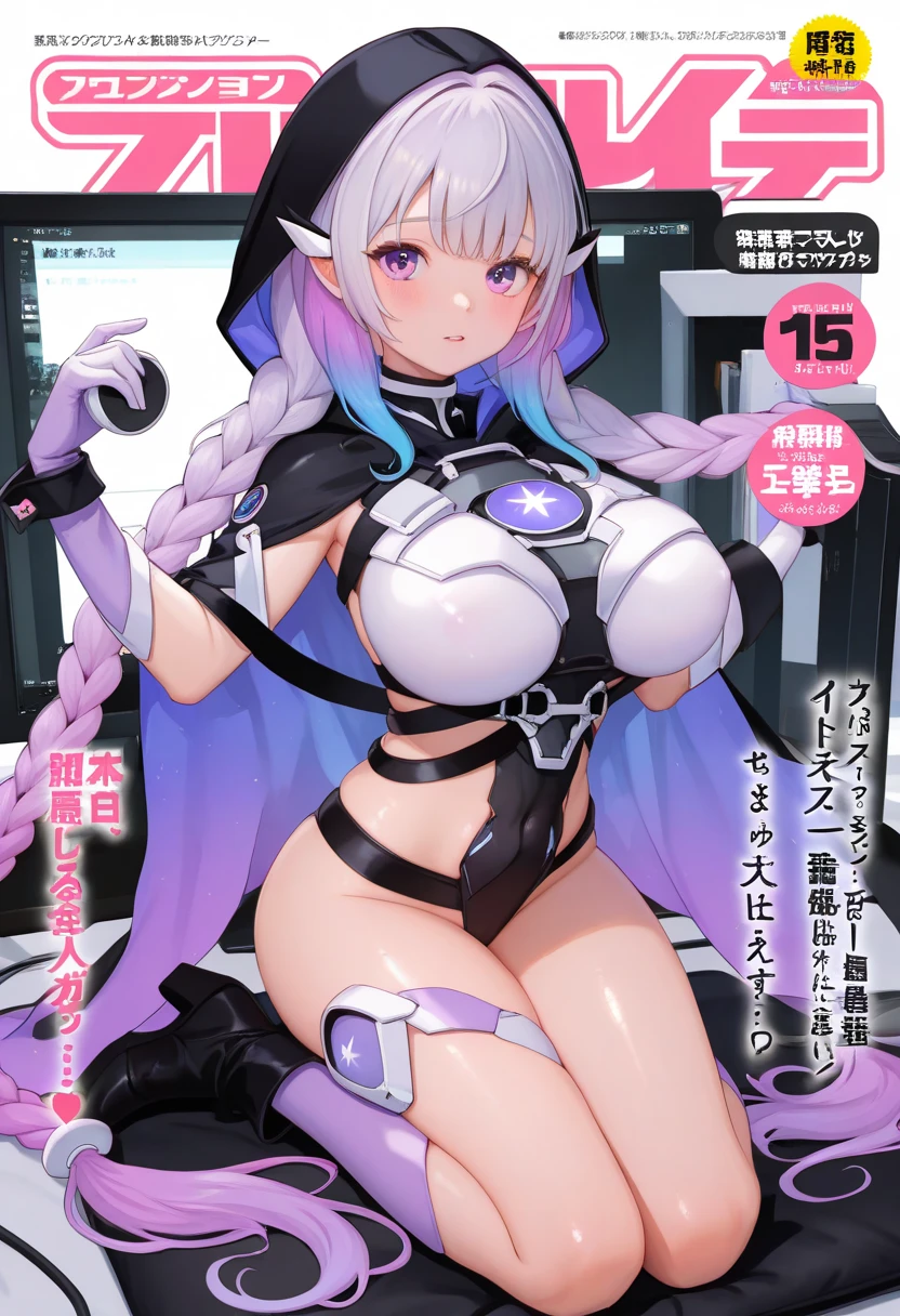 tmasterpiece,best qualtiy,Multiple girls,nedium breasts,Purple eye,Pink hair,Purple colored hair,huge tit,long whitr hair,cleavage,hair adornments,upper legs,Purple kimono,Stockings,By bangs,Remove sleeves,Wide sleeves,pigtails,(kbxll:0.8),fullnude, tit,R18