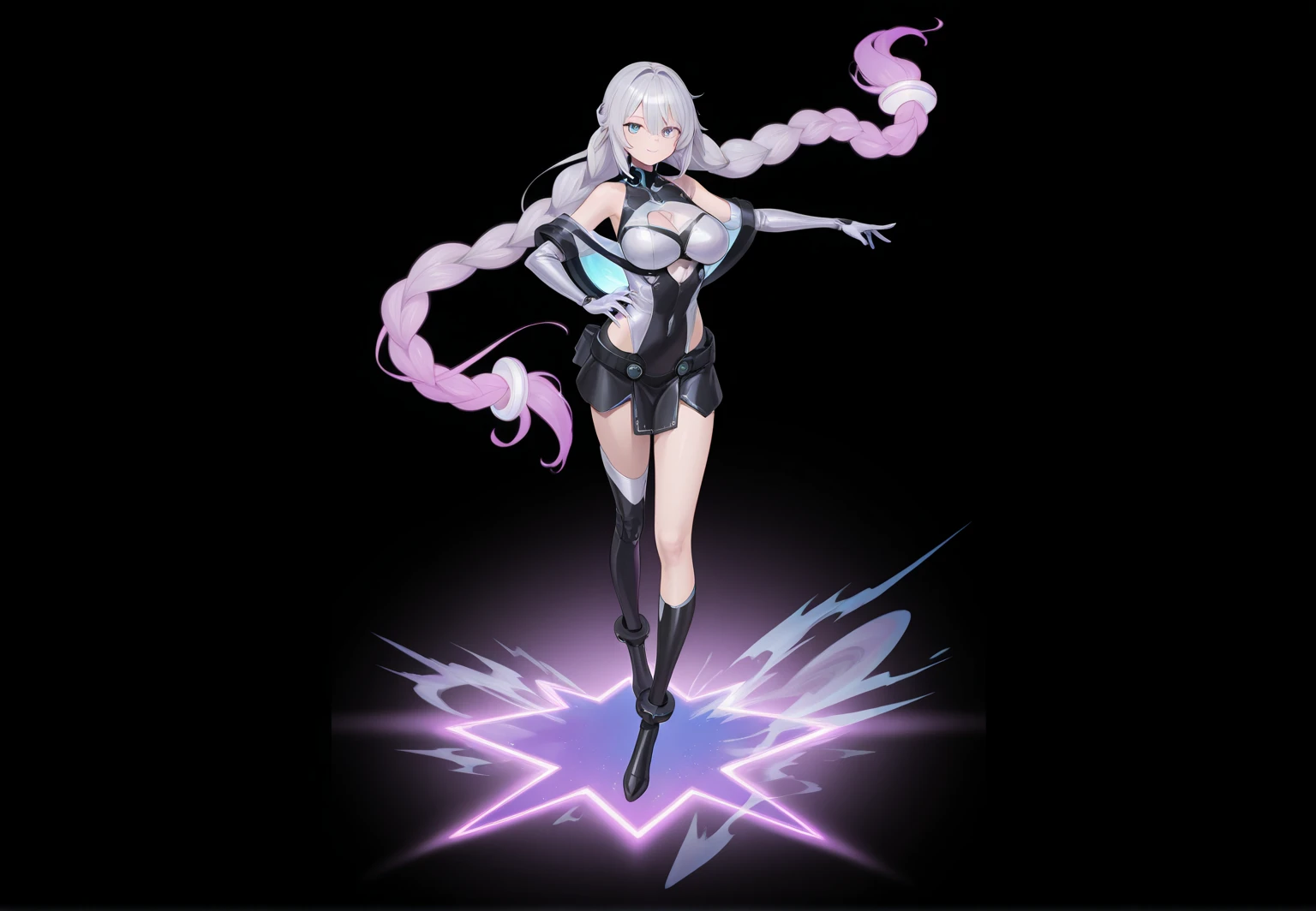 mirrornun, more prism, vibrant color,
silver
hair, shiny clothes, Detailed pink eyes, pink dress,
blue corset, futuristic weapon, mecha
Blue hair ornament, two different sized
socks, high heels, full body, Futuristic, very Detailed, (Face Detail Optimization: 1.5) (Masterpiece), (Advanced: 1.5), Top CG, Highest Quality, Right Proportions, Perfect Composition, High Quality Detail, Perfect Detail, (Super Detailed CG: 1.2), (8K: 1.2), Realistic, Octane Rendering,