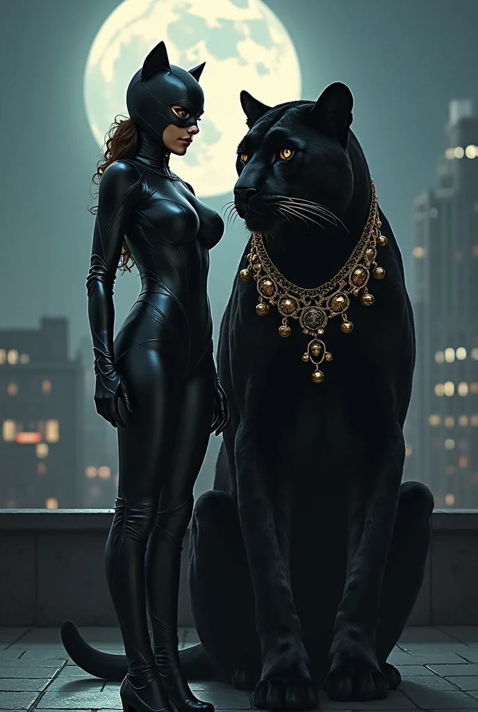 masterpiece, black girl best quality, making friends with the panther , fun, happy, bright, loong,sexzy, realstic, big breast,breathtaking beauty, vibrant, comprehensive cinematic, 8k, cinematic lighting, best quality, 4k