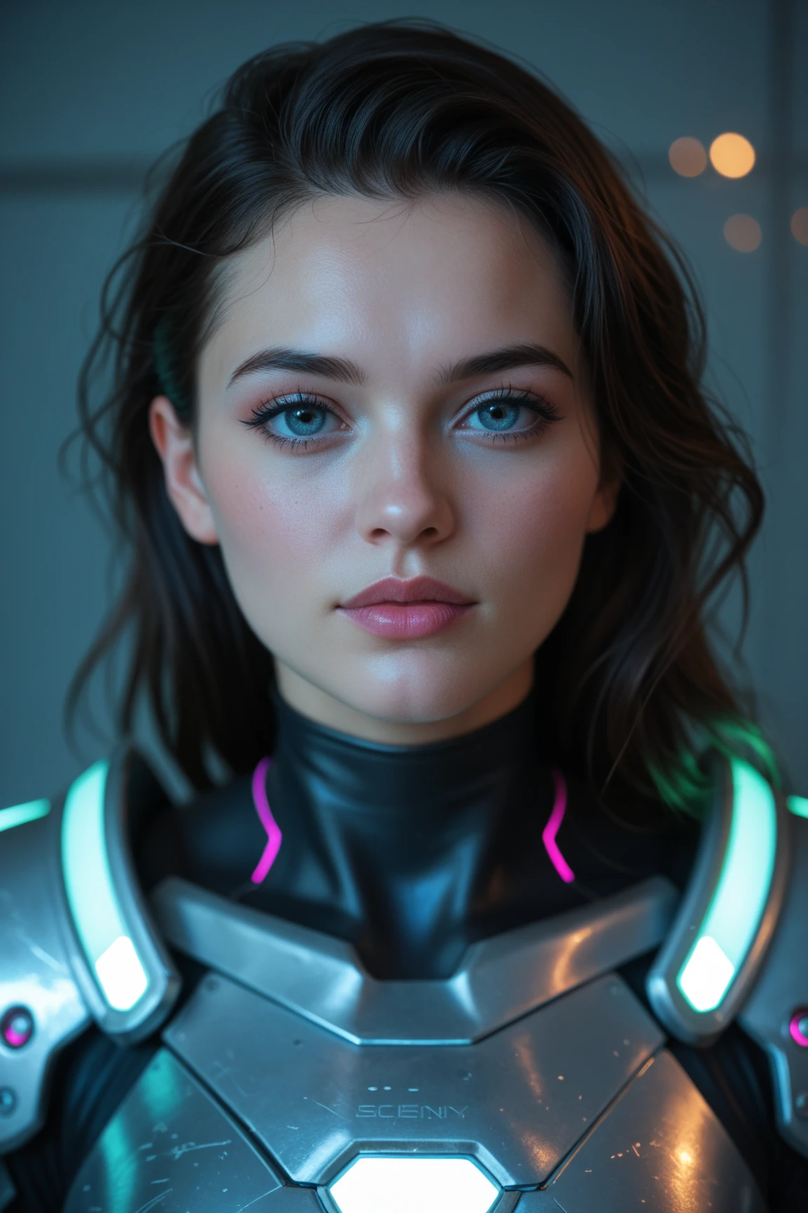 dinaShi1 in cyber neon lighting, futurism, intricate futuristic jewelry accessories, cyberpunk glossy white latex turtleneck, hyper photorealistic, crispy quality, digital photography, trending in artstation, trending in pinterest, cinematic, 4 k ultra hd, art by pascal blanche, art by greg rutkowski