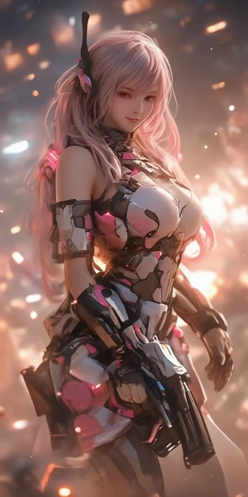 masterpiece, best quality, 1girl, solo, perfect face, looking at viewer, skin tight transparent vinyl, long blue hair, gray eyes, pale skin, shanyaogaoda, mecha, pink armor with white part, armor, helmet, lineart, dimly lit, low key, sharp focus, octane, backlighting, machinery, backlighting, shiny clothes, mechanical legs, thrusters, flying, hair ornament, high heels, shiny, artist name, standing, thighs, pink eyes, teeth, looking down, armored boots, cyborg, (big mechanical background:1.2), bare shoulders, lips, machine, The view from the bottom up, cosplay, RAW photo, delicate, best quality, (intricate details:1.3), hyper detail, finely detailed, colorful, 8k uhd, film grain, (studio lighting:1.2), (Fujifilm XT3), (photorealistic:1.3), (detailed skin:1.2)ultra high res, outside in the park with lake, best quality, photo, 4k, (photorealistic:1.4)