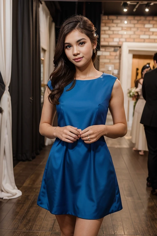 Brenda Song dressed in elegant and sensual clothes and smiling