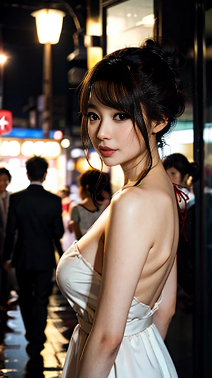 /imagine prompt: A retro movie poster of a Showa-era Japanese Roman Porno film, featuring a beautiful woman in a sexy pose. The background has neon signs of an old cinema, and handwritten movie titles and taglines around her. Vivid colors with a nostalgic film grain effect. Strong contrast of light and shadow. Created Using: bold colors, vintage design, nostalgic look, hand-drawn elements --ar 5:7 --v 6.0 --no kimono