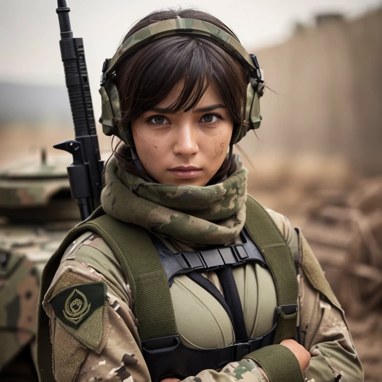 <lora:Hailey Lujan-Ana de Armas:1>, ana, armas, woman, her <lora:Add_more_details:.6>, (in a active war Zone background:1.4), face view, standing, posing., 8k, RAW photo, best quality, ultra high res, photorealistic, masterpiece, ultra-detailed, Unreal Engine, masterpiece, best quality, sony a7r IV (rich shadows:1.1), color tension, (portrait orientation:1.0), Canon EOS R5, 1/125s, f/2, ISO 200, (saturated hues:1.2), (focused intensity:1.2), (fine skin texture:1.1), (controlled lighting:1.3), RAW image format, (high definition detail:1.2).