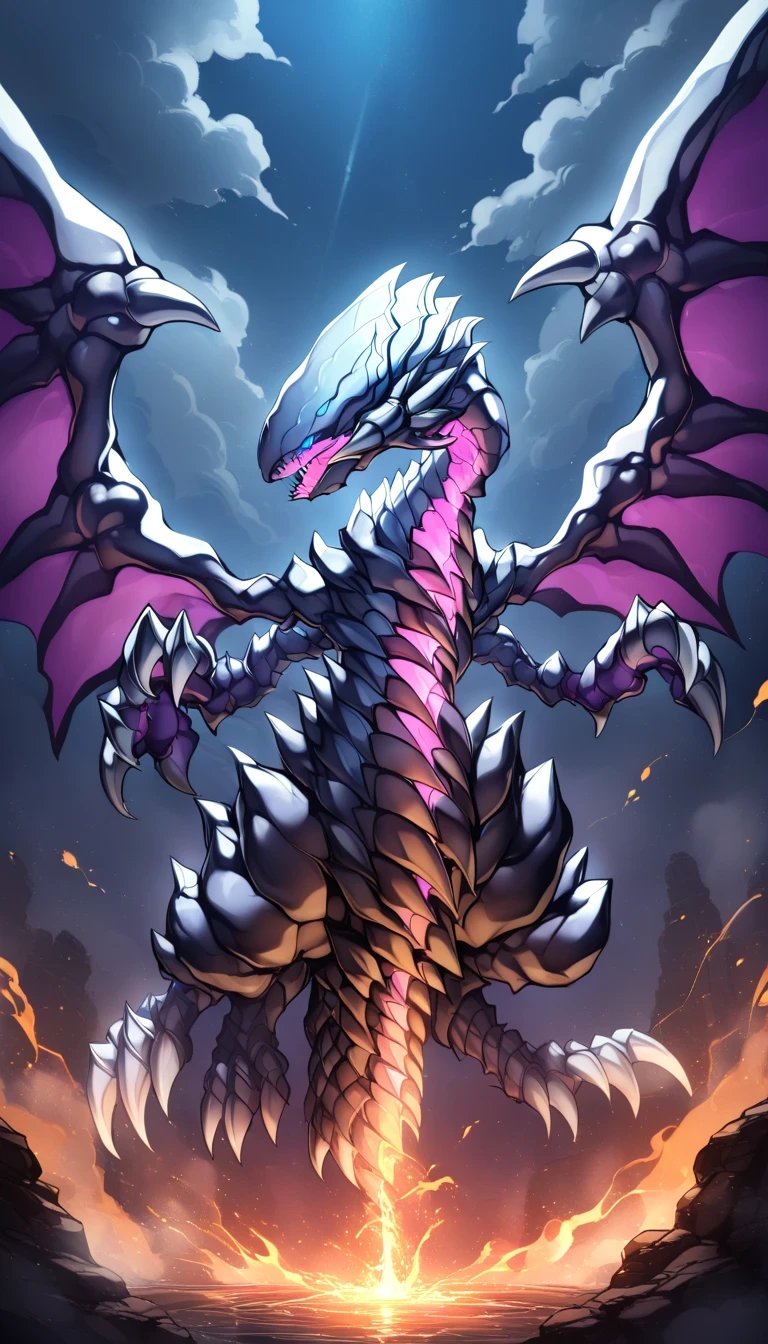 score 9 、score 8 up、score 7 up、High detail、Highest Quality、high resolution、solo、dragon、last boss、no humans、美like、god々like、white scales、blue eyes、(3 heads, three-headed:1.3)、2 tails、full body、glowing eyes、perfect eyes、claws、scales、dragon horns、dragon tail、rough skin、claws、open mouth、 White Clouds 、blue sky、Valley、perfect claws、gigantic dragon、looking down、front pose、dragon wings、spread wings、facing viewer、perfect snout、