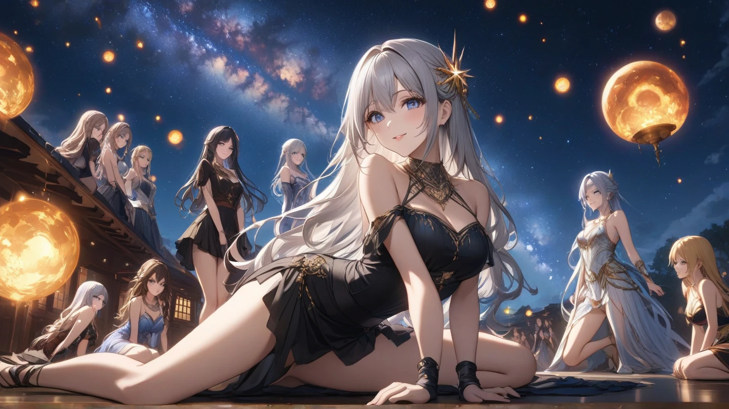 million+girls, group shot, extremely detailed,harem,(detailed drooping eyes:1.3)