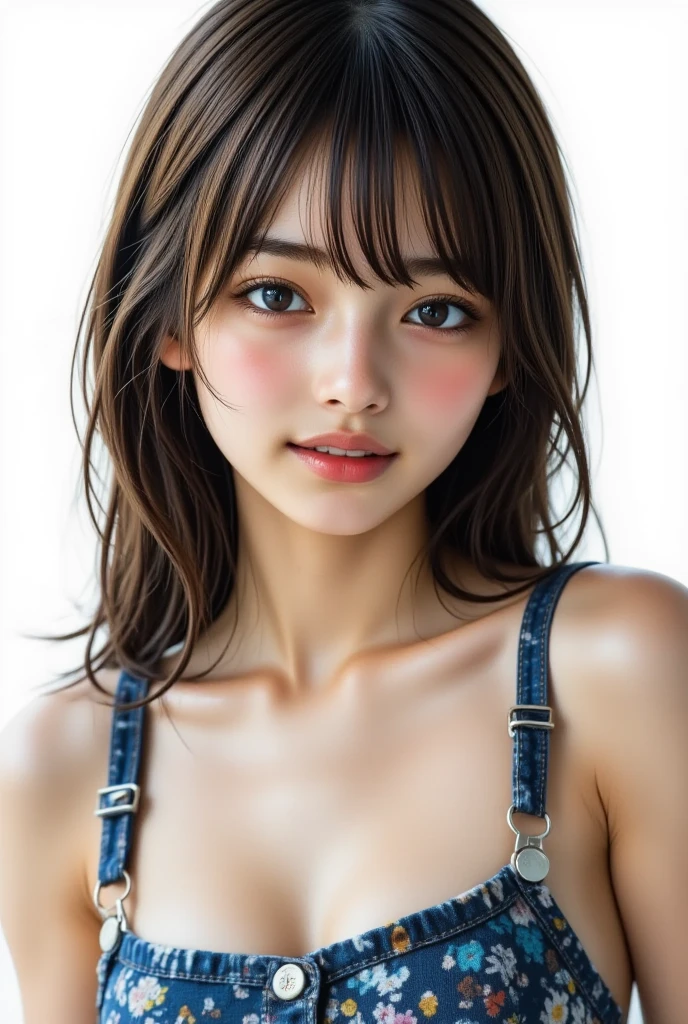 (RAW Photos: 1.2), (Photorealism: 1.6), (Masterpiece: 1.3), (Best Quality: 1.4), High Resolution, HDR, 8K Resolution, (Complex Details: 1.6), (Volume Light) 1 Girl, (Breasts Visible: 1.6), (Navel: 1.6), (E Cup: 1.6) (Beauty Face: 1.9), (Detailed Face: 1.6), (Detailed Eyes: 1.5), (Eyelashes: 1.4), (smile: 1.6), (((big breasts: 1.2)), wet smallest underwear, cute Japan person, short hair, ((((Really nothing pure white background))))