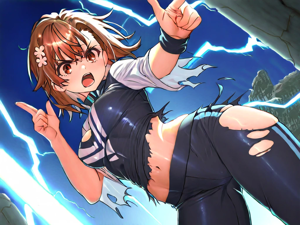 masterpiece, ultra-detailed, best quality, extremely detailed, 8k, high res, realistic, 1girl, 18yo, beautiful girl,BREAK,(voluptuous bust:1.3),(Gaunt , thin waist:1.2),BREAK,(Navel exposed:1.2),BREAK,pairon,Fighting Pose,