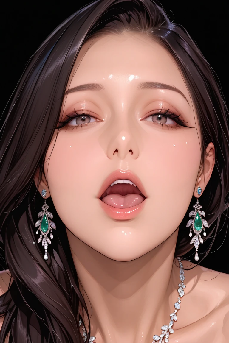score_9, score_8_up, score_7_up, score_6_up, uncensored, Ren yamashiro, black hair, long hair, purple eyes, assertive female, hair ornament, lips, naughty face, shiny skin, sweating, BREAK (masterpiece:1.2), best quality, high resolution, unity 8k wallpaper, (illustration:0.8), (detailed eyes:1.3), perfect lighting, extremely detailed CG, (perfect hands, perfect anatomy), porn, 2d, (ballsuck), looking up, (aroused), 1girl, 1boy, submissive, open eyes, thick lips, lipstick mark, a giant penis monster, huge detailed penis, detailed kiss marks on skin, detailed bite marks, dark fantasy, cinematic lighting, dramatic shadows, muted color palette