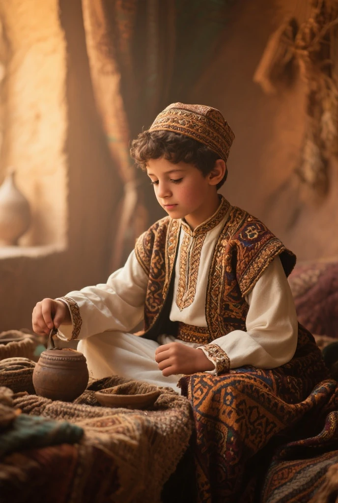 Biblical character Joseph at 3 working in Potiphar's house