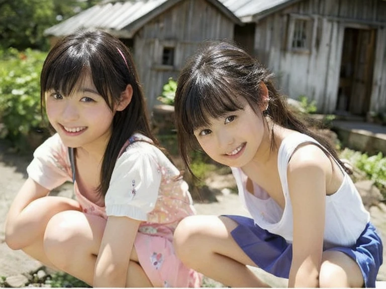 One Girl、(Japanese、10 year old girl、long hair、Small dress)、in the forest