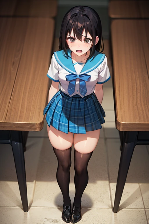 Masterpiece, Beautiful slender girl, school, sefuku, pussy juice, pee, peeing, classroom, embarrassed, scared, crowd, no panties