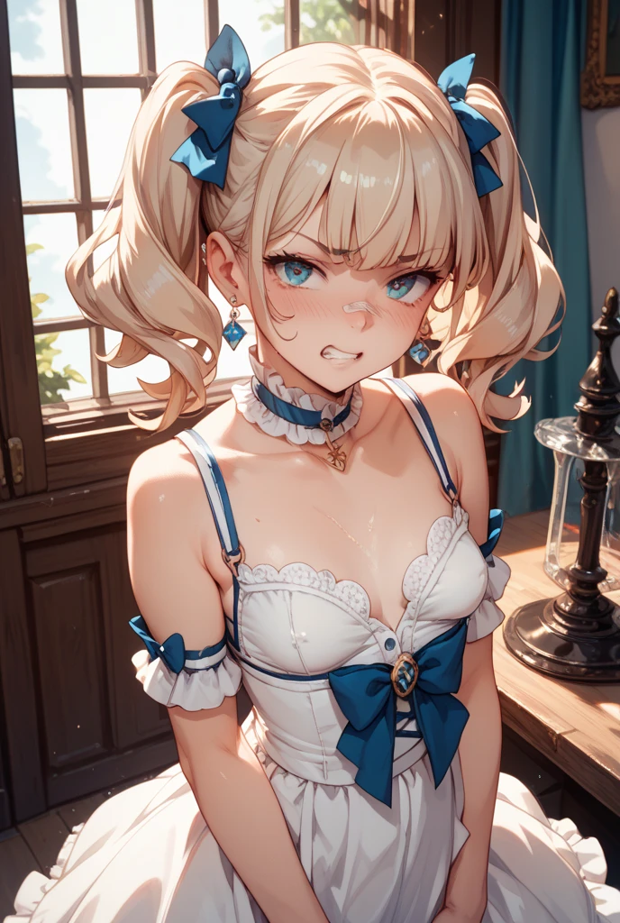((barbara_genshin)):1.5,((masterpiece,highest quality,Highly detailed images,Beautiful images))1.4(barbara images,in front of the temple、A fun pose、Bright lighting overall、Backlight、A fantastic atmosphere、Thick Fog、Dust flutters)1.3,(Close-up image of Barbara)1.1、(chest is emphasized、Great cleavage、Exposing cleavage、Turn your body towards the viewer):1.2
