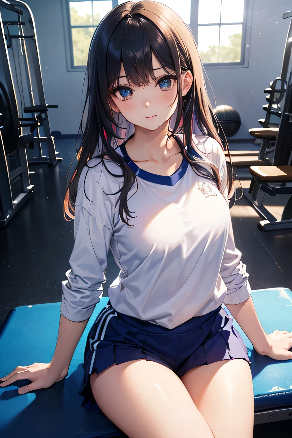 Anime girl sitting on the floor with her legs crossed, Ilya Kuvshinov. 4k, seductive anime girl, beautiful anime girl squatting, Chun-Li at the gym, 4k anime wallpaper, Smooth anime CG art, ultra hd anime wallpaper, surreal , digital art Ilya Kuvshinov, beautiful anime girl, 4k manga wallpaper