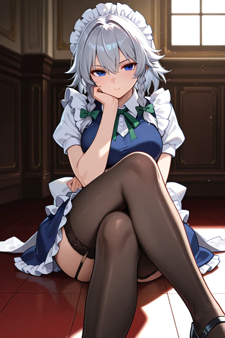 (Tabletop, highest quality, High resolution, , Perfect Pixel, 4K,), 1 girl, single, alone, Beautiful woman、I could see the whole body, Soft Breasts, Dynamic Angle, Perfect body, ((,, , Earrings、necklace,Pleated skirt、Black knee-high stockings、Spread your legs wide、Open both knees、Open your arms、A shy smile)),、、、、(Luxury hotel bed、Sleep on your back)、、、(I can see her blue and black lace panties))、Angle from below)、