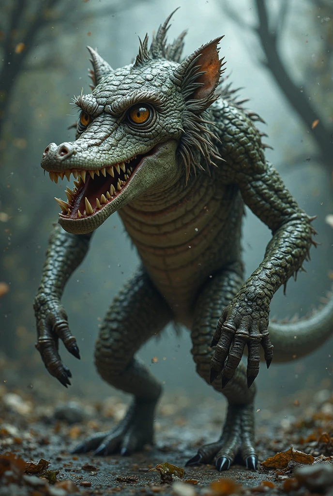 Mix a wolf with lizard 