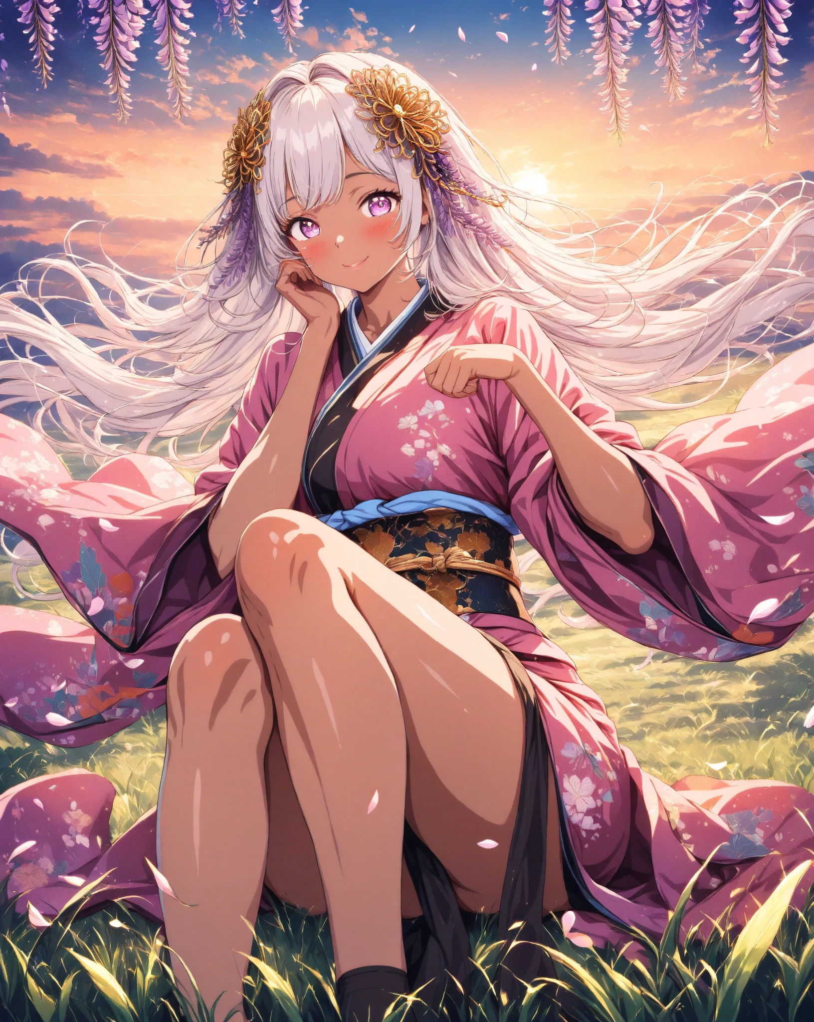 Wearing a short yukata Flowers in the hands smil Sitting with open legs invite bobhair pink there piercings a park Curta seduces gyuru piercings Tying up hair Soio While sucking scrunchies in the mouth Large ribbon Soio I see underwear