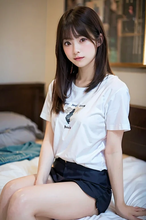 (bestquality:1.5)、(master masterpiece:1.2)、(photo-realistic:1)、(RAW Photography:1.1)、 (Super Detail),(absurdres), (Hi-Res), 1 female、baby face、25 years old、Dark hair、Iceland、North American Homes、fireplace、portrait、smile、kawaii、(Wearing a white oversized shirt:1.4)、(white pantie)、Warm up in the fireplace、Stretch the top、Sitting、((wariza:1.5))、wide shot、