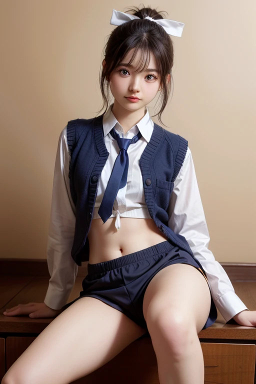 masterpiece, highest quality, figure, Very detailed, Fine details, High resolution, 8k,wallpaper, Perfect dynamic composition,(Detailed high quality, Realistic depiction of eyes:1.3), From the side, High school classroom、 uniform、blazer 、Super Short Check Uniform Skirt、Navy blue knee-high socks、garter belt、huge 、Disheveled uniform, short hair, (Wavy Hair:1.2), Short Bob Hair, Black hair color, Big Breasts, Big Natural Color Lip, Acrobatic pose, Perfect figure, Crying a little、Cold Stare, Harajuku Style、20-year-old girl、Cute type, Beautiful feet, Gravure idol pose, Voluptuous thighs、(((Panties are visible))),(((On all fours:1.5))),(((nipples:1.5))),(((sweat:1.2))),(((oily skin:1.2))),(((glowing skin:1.2))),