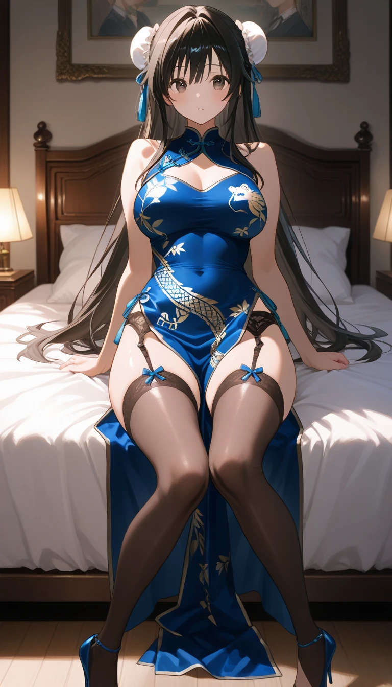 kneel on the sheet in bed