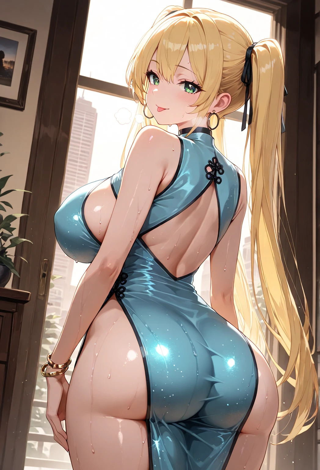 gigantic cleavage breasts,Perfect body,torn laundry,standing on your feet,Cleavage is seductive,exhilarated,areola of breast,Lower breast,Wear white thongs,revealing breasts