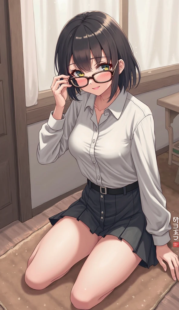Highest quality、masterpiece、High sensitivity、High resolution、Detailed Description、Slender women、Glasses、Stepped on with your feet、